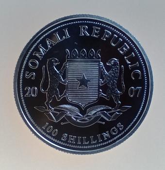 Preview: Somalia Elefant 1 Unze Silber 2007 stgl